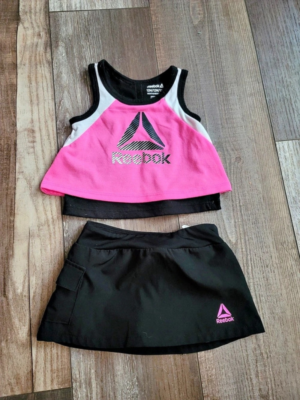 Reebok Girls Athletic Matching Set Pink & Black Size 12M Like New